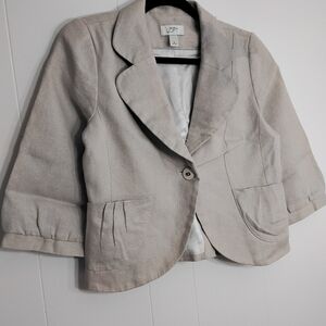 LOFT Beige Metallic Linen Blazer